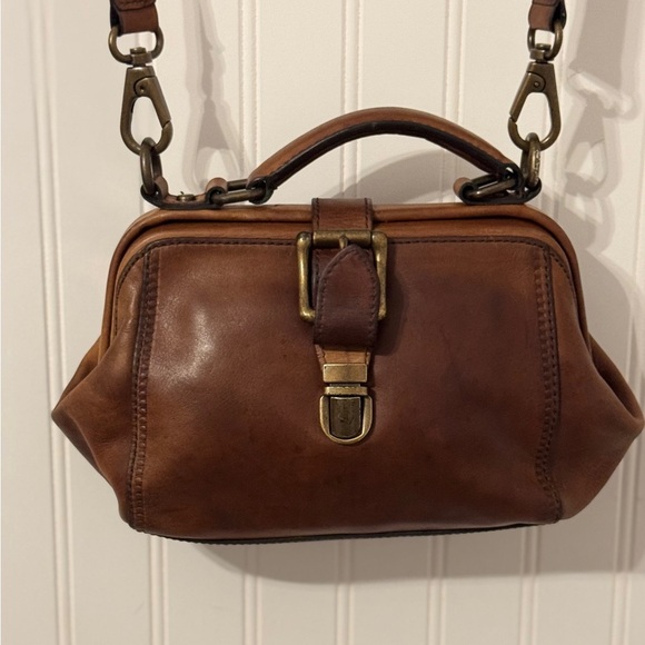 Fossil Vintage Revival Frame Satchel Brown Leather ZB5403 Doctor’s Bag CROSSBODY - Picture 4 of 10